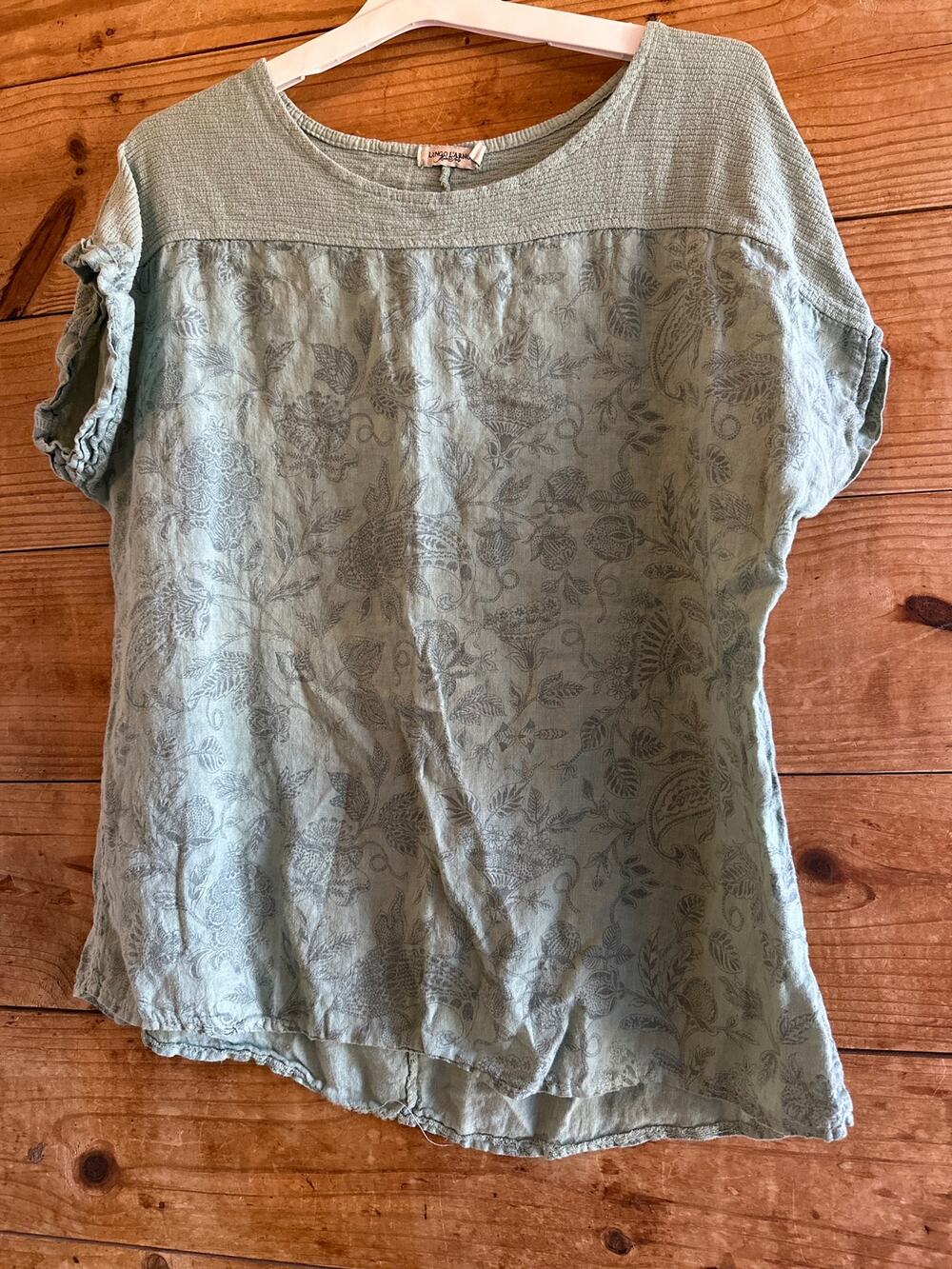 Lungo Larno 100% Linen Floral Print Top